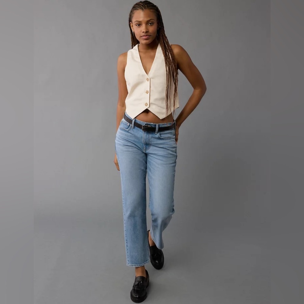 American Eagle Linen-Blend Button Vest Top Beige Size M Style 1383-3500 - Picture 2 of 10